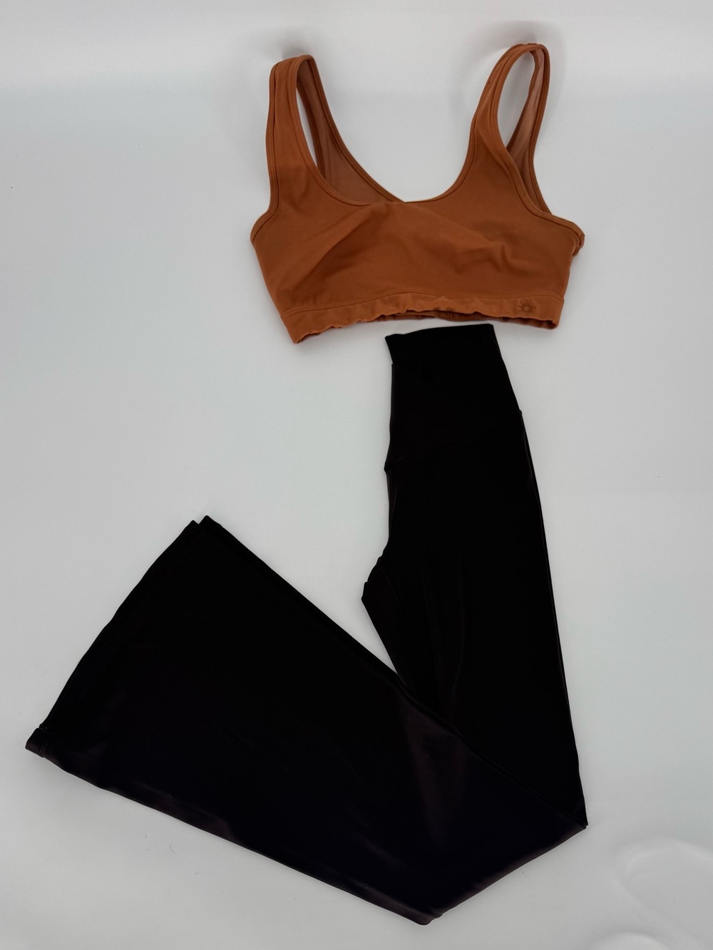 Aerie + Athlera Set S/P Dark brown Wide-Leg Leggings + Rust Crop Tank Top